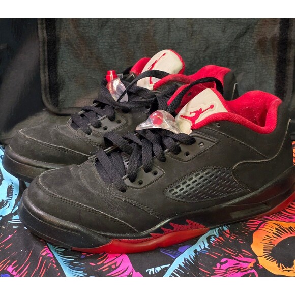 Nike Air Jordan 5 V Retro Low Alternate 90 Black Red 314338-001 Shoes  Sz 6.5Y - Picture 3 of 7